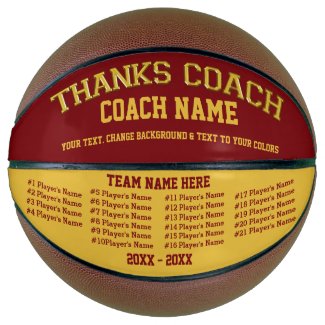 Burgundy Gold Personalized Basketball Coach Gifts