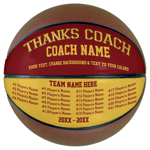 Burgundy Gold Personalized Basketball Coach Gifts