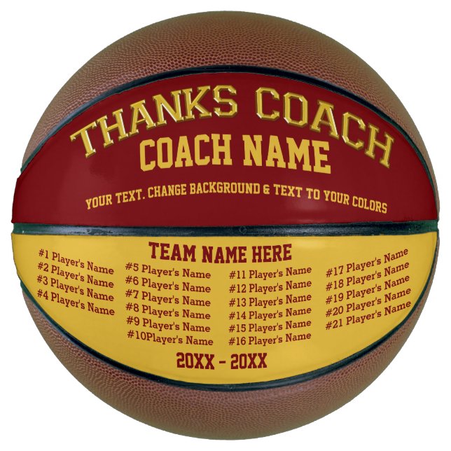 Burgundy Gold Personalized Basketball Coach Gifts (Front)