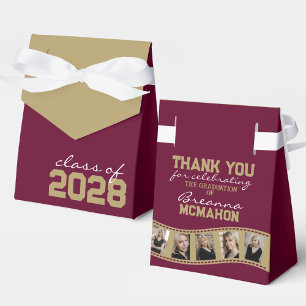 Burgundy & Gold Photo Collage Filmstrip Favor Boxes