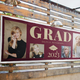 Burgundy Gold Photo Graduate Class of 2023 Banner