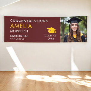Burgundy Gold Photo Graduate Class Of Graduation Banner