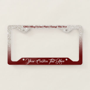 Burgundy Gold Printed sparkle effect Bling Lady License Plate Frame