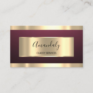 Burgundy Gold Professional Makeup Nails Pink Business Card