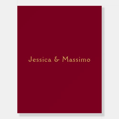 Burgundy Gold Professional Trendy Minimalist Names Foam Board