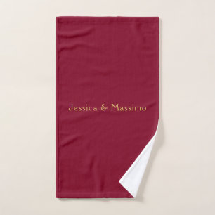Burgundy Gold Professional Trendy Minimalist Names Hand Towel