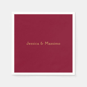 Burgundy Gold Professional Trendy Minimalist Names Napkins