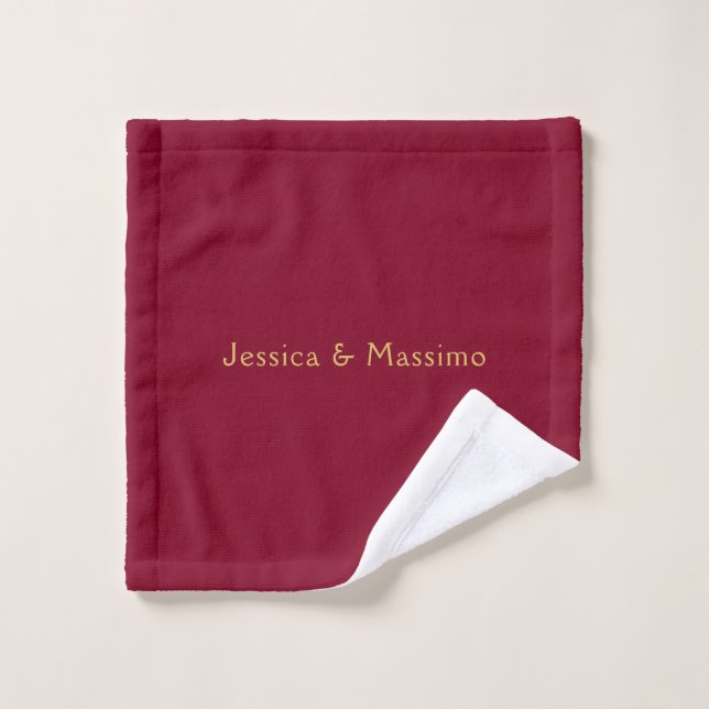 Burgundy Gold Professional Trendy Minimalist Names Wash Cloth (Wash Cloth)