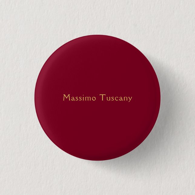 Burgundy Gold Professional Trendy Minimalist Text Button (Front)