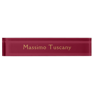 Burgundy Gold Professional Trendy Minimalist Text Desk Name Plate