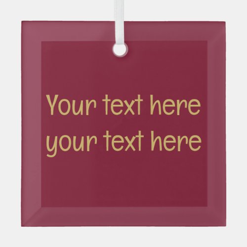 Burgundy Gold Professional Trendy Minimalist Text Glass Ornament