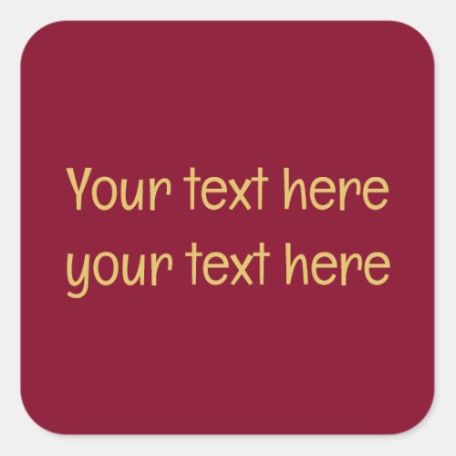 Burgundy Gold Professional Trendy Minimalist Text Square Sticker