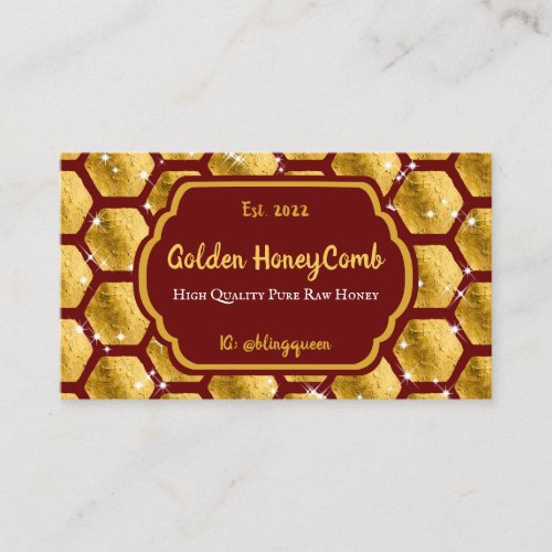 Burgundy Gold Pureraw Farm Glitz Honeycomb Business Card