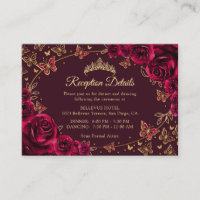 Burgundy Gold Quinceanera Reception Details
