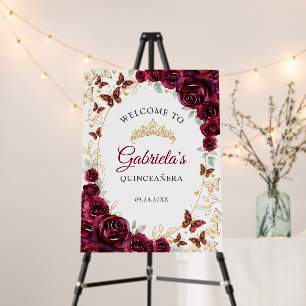 Burgundy Gold Quinceanera Welcome Foam Board