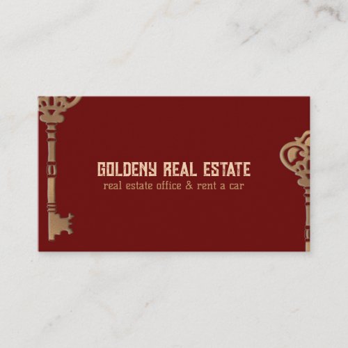 Burgundy Gold Real Estate Key Business Card