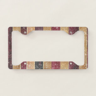 Burgundy Gold Red Stripes Sparkle License Plate Frame