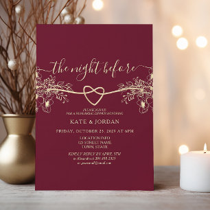 Burgundy Gold Rehearsal Dinner Invitation