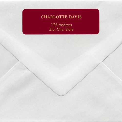 Burgundy gold return address  label