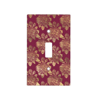 Burgundy & Gold Roses Light Switch Cover