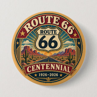 Burgundy Gold Route 66 Centennial Emblem Button