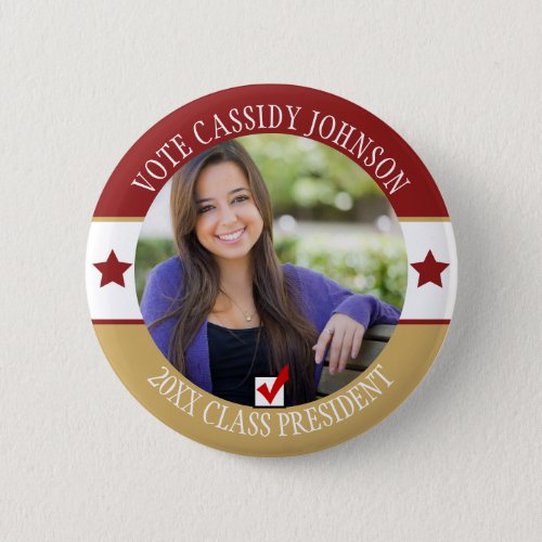 Burgundy  Gold School Election Student Body Vote Button