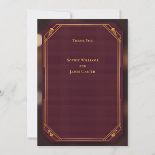 Burgundy Gold Scottish Wedding Thank You Card   Pe