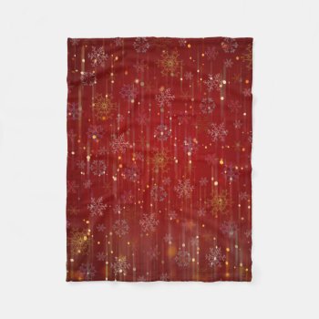 Burgundy Gold Sparkling Snow Flakes Fleece Blanket by Chicy_Trend at Zazzle