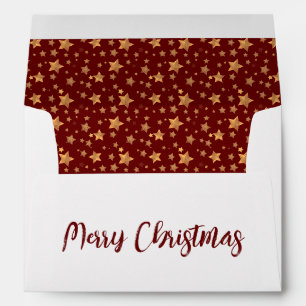 Burgundy Gold Star Vintage Elegant Merry Christmas Envelope