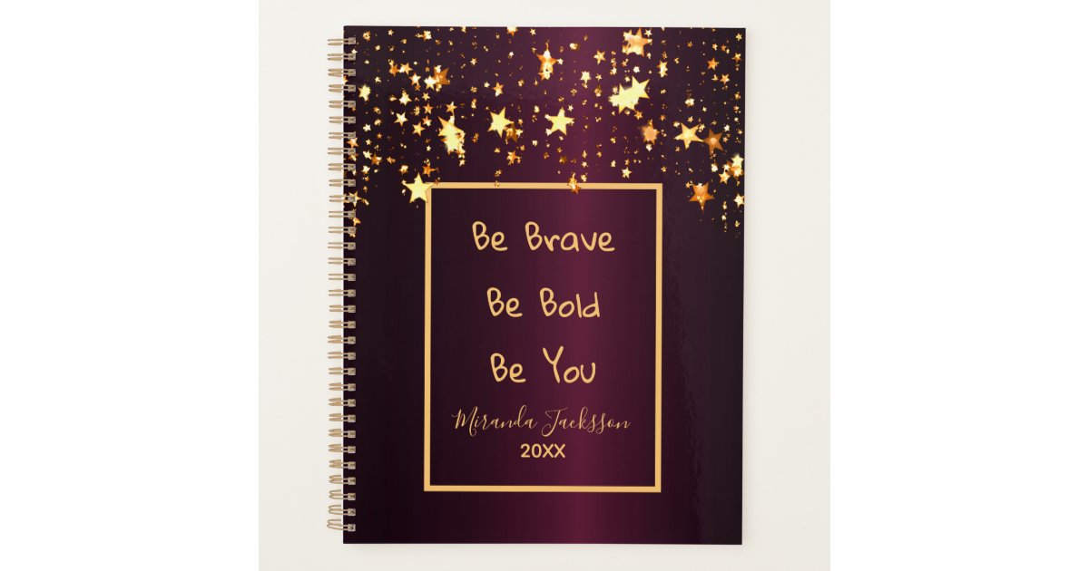 Burgundy Gold Stars Motivational Quote 2022 Planner Zazzle Com