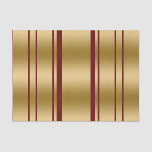 Burgundy & Gold Stripes Pattern Tissue Paper (Front)