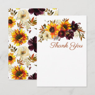 Burgundy & Gold Sunflower Wedding Invitations
