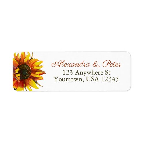 Burgundy  Gold Sunflower Wedding Invitations Label