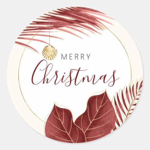 Burgundy  Gold Tropical Christmas Envelope Seals