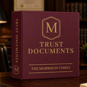 Burgundy Gold Trust Documents Family 3 Ring Binder