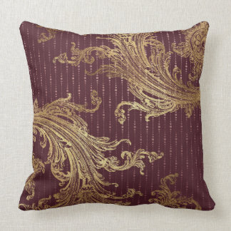 Burgundy Gold Victorian Reversible Luxury Pillow