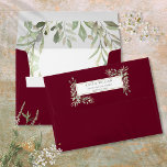 Burgundy Gold Watercolor Greenery  Return Address Envelope<br><div class="desc">Featuring delicate watercolor greenery leaves on a burgundy background,  this chic botanical envelope can be personalized with your name and address. Designed by Thisisnotme©</div>