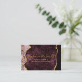 Burgundy & Gold Watercolor Marble Agate Gilded Business Card (Standing Front)