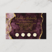 Burgundy & Gold Watercolor Marble Agate Gilded Business Card (Back)