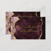 Burgundy & Gold Watercolor Marble Agate Gilded Business Card (Front/Back)