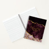 Burgundy & Gold Watercolor Marble Agate Gilt Notebook (Inside)