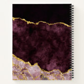 Burgundy & Gold Watercolor Marble Agate Gilt Notebook (Back)