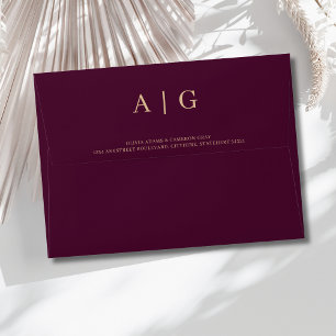 Burgundy Gold Wedding 5x7 Envelope