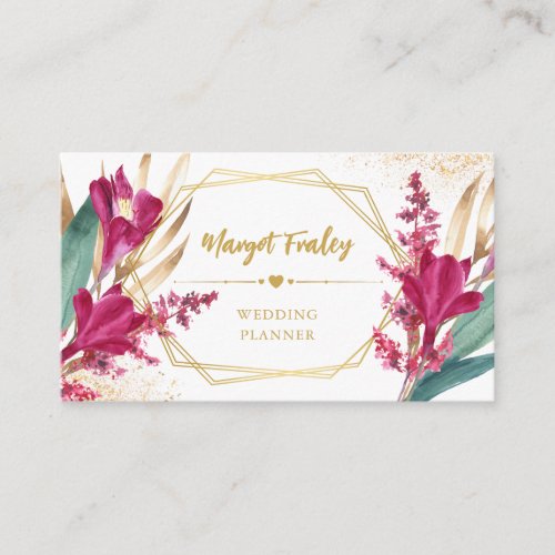 Burgundy  Gold  Wedding Planner Business Card