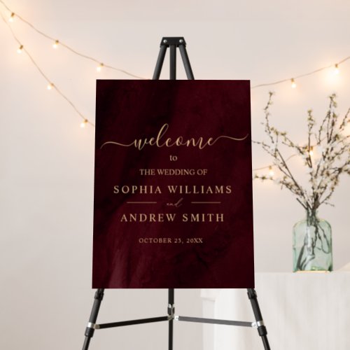 Burgundy  Gold Wedding Wellcome Sign Foam Boards