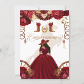Burgundy Gold Western Charro 2-Sided Quinceanera I Invitation (Front)