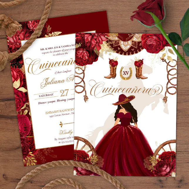 quinceanera dresses burgundy and gold Burgundy Charro Quinceanera Dress by Elizabeth K GL3638 Burgundy / 3XL