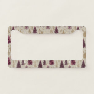 Burgundy Gold Winter Forest Elegant Snow License Plate Frame