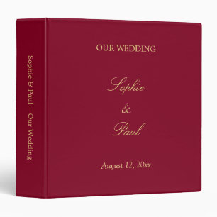 Burgundy Golden Beige Wedding Personalized Binder