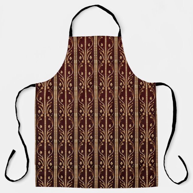 Burgundy Golden Flowers Apron (Front)